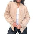 thumbnail image 2 of ClodeEU Womens Long Sleeve Baseball Jacket,Warm Windproof Zipped Jacket, Stand Collar Loose Coat Tops Beige,Womens Plus S, 2 of 8
