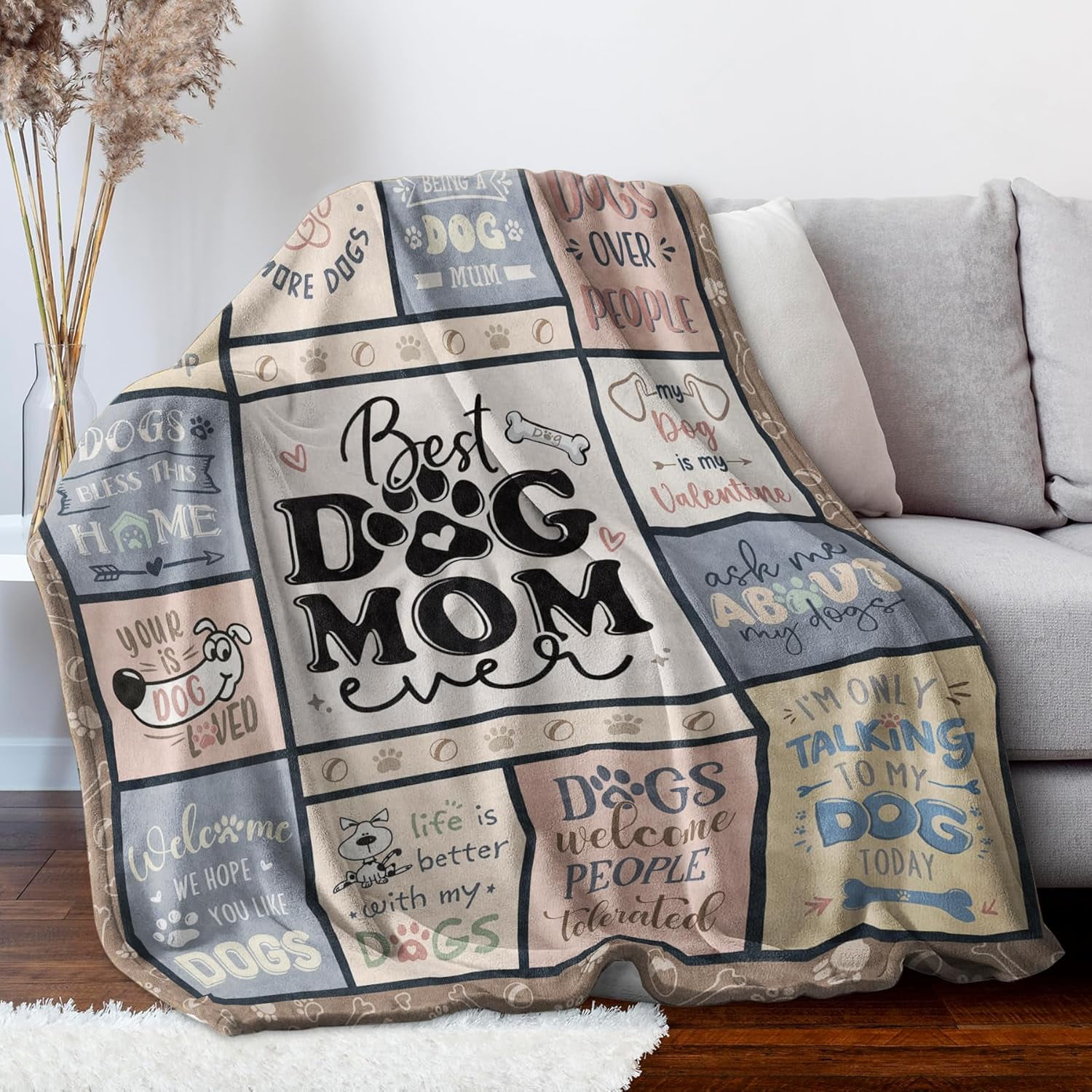 Mothers Day Dog Mom Gifts for Women – Best Ever Blanket for Pet Lovers, Funny Canine-Inspired Throw for Women, Cozy Present for Dog Owners on Birthday, Christmas, or Mother’s Day 60" x 50"