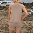 thumbnail image 4 of Oplxuo Womens Open Front Button Crochet Knit Vests Sets 2 Piece Sleeveless Summer Tank Top and Shorts Cute Lounge Sleepwear, 4 of 6