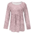 thumbnail image 3 of Holzkary 3/4 Sleeve Tops for Women Casual Flowy Printed Boho Peasant Tshirts Lightweight Fall Trendy Hiking Party Beach Blouses New Printed Loose Large Size Long Sleeved T Shirt Pink 3Xl, 3 of 5