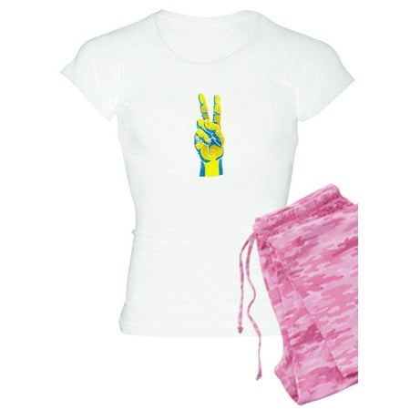 

CafePress - Peace For Ukraine Ukrainian Hand Peace Sig Pajamas - Women s Light Pajamas