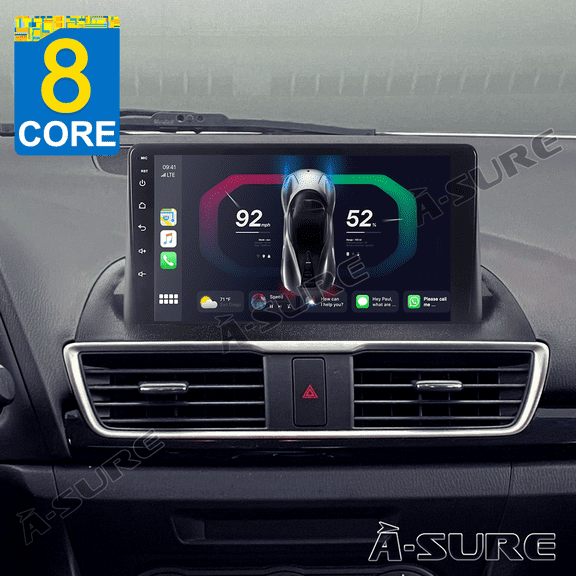 4 64GB Android 14 Car Radio Stereo for Mazda 3 2014-2018 Low-end, 8 Core Wireless CarPlay Android Auto GPS Navi Wi-Fi BT DSP FM RDS 1280HD Backup Camera