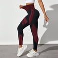 thumbnail image 2 of Resivox Women's High Waisted Color Block Yoga Pants - High Waist Design with Butt-Lifting Effect, Tight-Fit Leggings for Sports & Yoga Sessions, Striped Pattern Red XL, 2 of 4