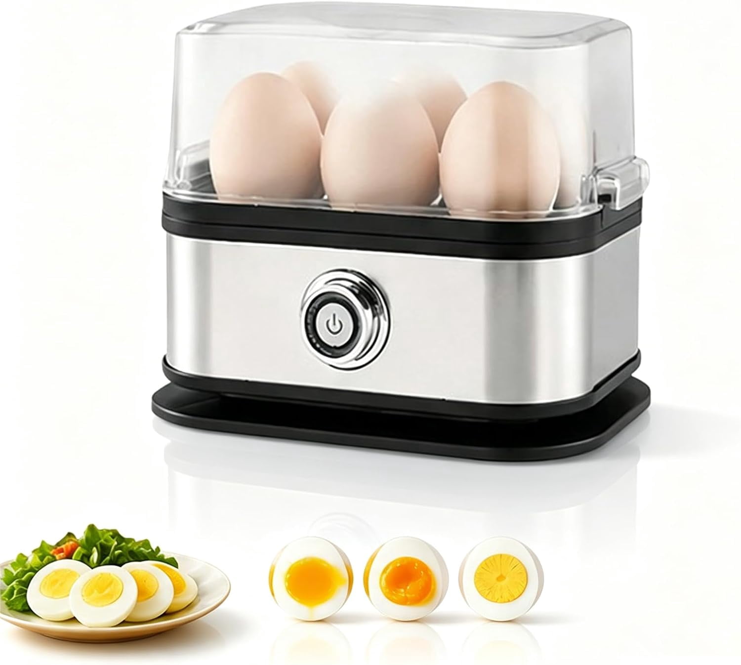 2026 NEW Multifunctional Egg Steamer with Clear Lid, Kitchen Egg Steaming Pot, Electric Egg Cooker 6 Egg Capacity Auto Shutoff, Rapid Egg Cooker for Soft Medium Hard Boiled Eggs (2pcs)