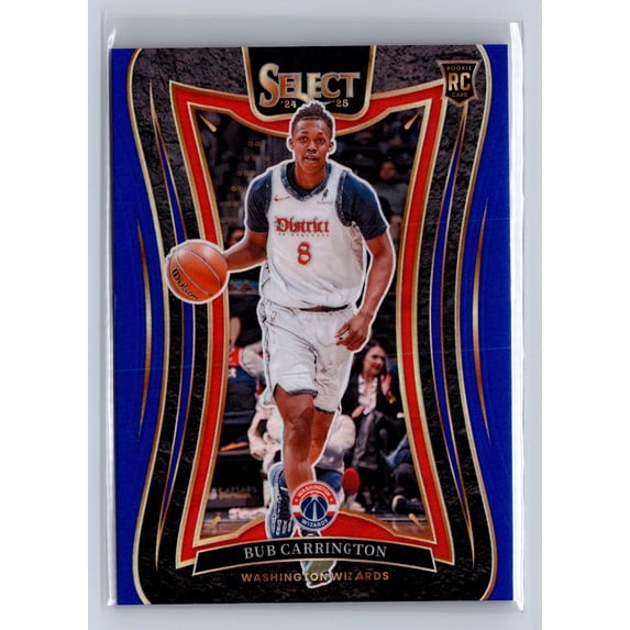 2025 2024-25 Panini Select Bub Carrington #386 Blue Prizm RC