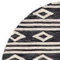 thumbnail image 2 of SAFAVIEH Micro-Loop Briony Diamond Striped Wool Area Rug, Charcoal/Ivory, 5' x 5' Round, 2 of 4