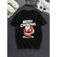 thumbnail image 2 of Christmas Santa Claus Suit Merry Print Holiday Party Black Graphic T-Shirt for Men and Women Tops Tee, 2 of 4