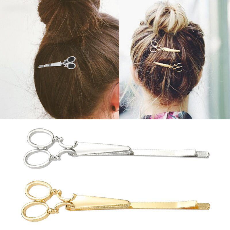 1Pcs Scissors Shape Hair Clip Silver Gold Hair Pin Women Accessories 