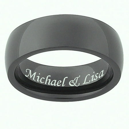 Personalized Men's Black Stainless Steel Engraved 7mm Band