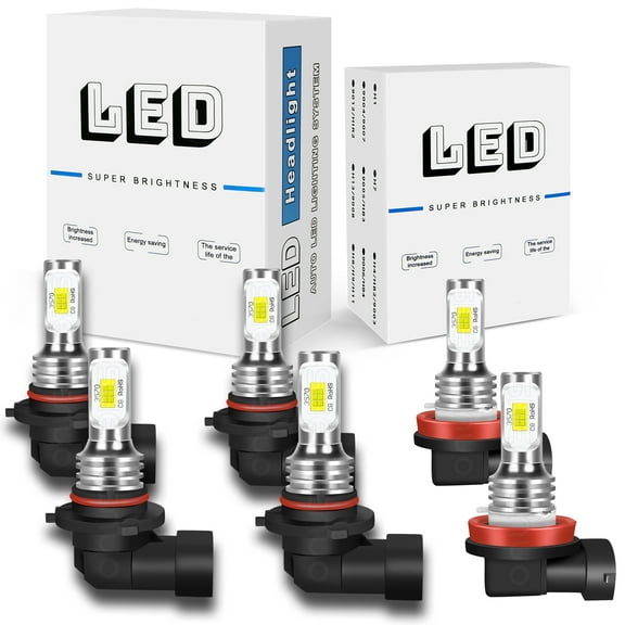 For Ford F-150 2015-2020 LED Headlight Bulbs Kit 9005 9006 High & Low Beam H11 Fog Light