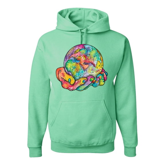 Wild Bobby Rainbow Painted I've Got The Whole World Dean Russo Design Inspirational/Christian Unisex Hoodie Sweatshirt, Mint, X-Large
