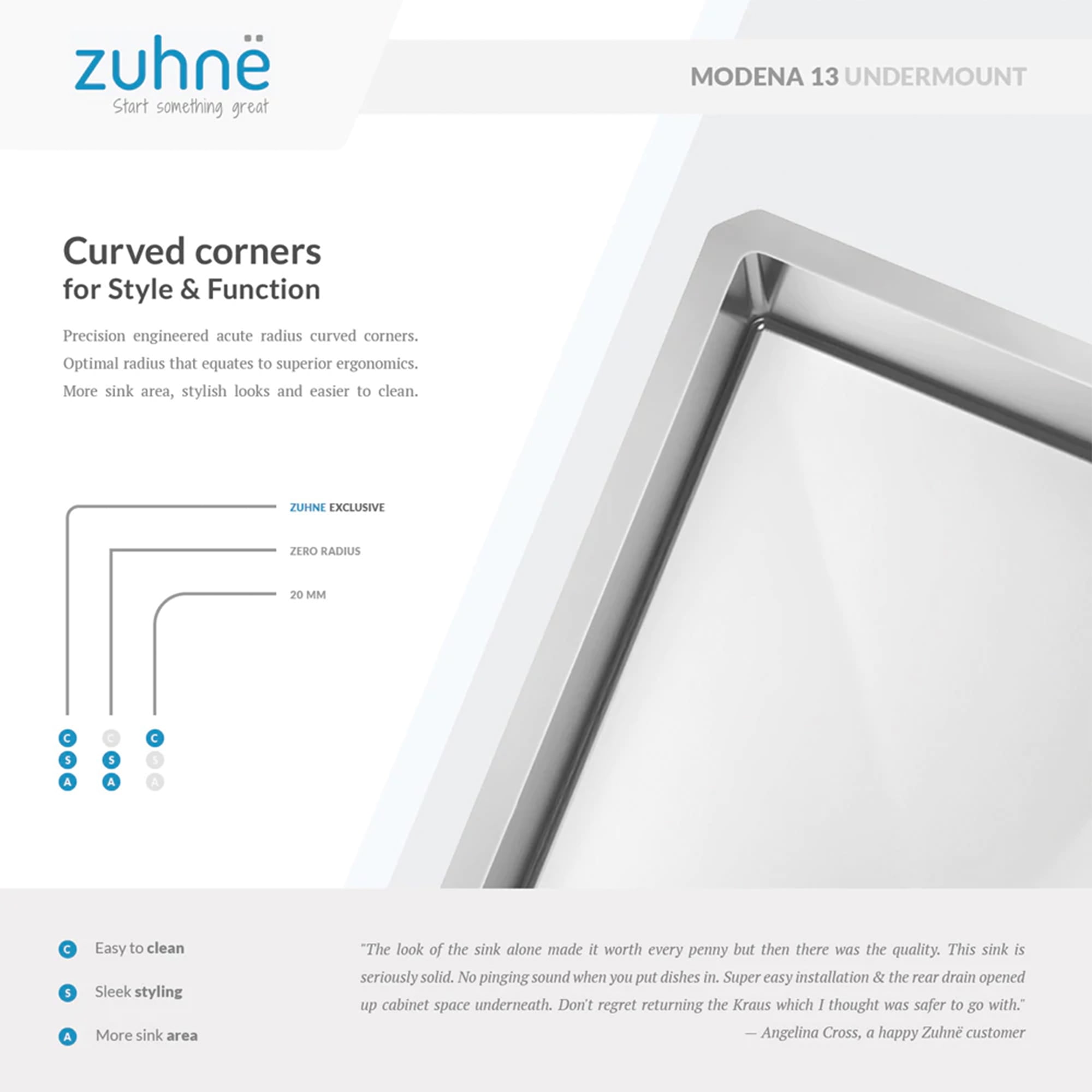 zuhne modena 13 x 15 inch wet bar, small prep, rv and utility kitchen sink undermount single bowl 16 gauge stainless steel w. scratch protector grate and drain strainer, fits 15" cabinet