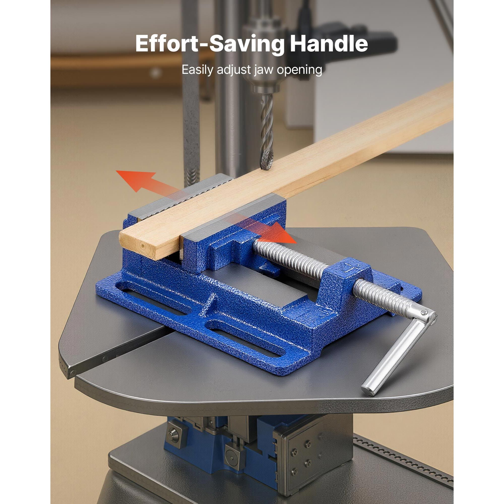 Drill Press Vise with 7KN Clamping Force, Cast Iron Bench Vise, Anti-Slip Textured Jaws, 3.5" Jaw Width, for Milling Drilling Grinding Machines