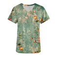 thumbnail image 5 of Busydd Scrub Tops Women Fashion Floral Print Green Scrubs for Women Casual Short Sleeve V Neck Work Nursing Uniform Tops Comfy Oversized Workwear with Pockets, 5 of 5