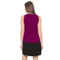thumbnail image 3 of eloria Women's Georgette Boat Neck Pleated Sleevless Tunic Casual Midi Dress, Color : Dark Purple | Size : XS, 3 of 5