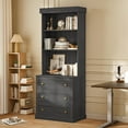 thumbnail image 2 of 71" Tall Farmhouse Kitchen Pantry, Large Storage Cabinet with Drawers, Freestanding Coffee Bar Hutch with Microwave Stand, Adjustable Shelves for Kitchen, Living Room, Black 4 Pcs, 2 of 8