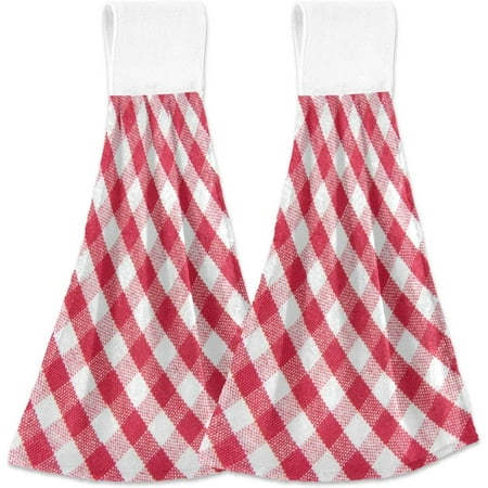 

Hyjoy Hanging Kitchen Towel 12 x 17 Inch Classic Red Square Towel Set 2 Pieces of Dry Towels for Kitchen Bathroom Laundry Room Table