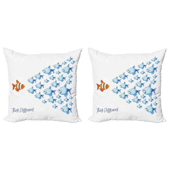 Ambesonne Saying Throw Pillow Cover 2 Pack, Think Differently Words, 16", Orange Blue