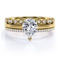 thumbnail image 1 of JeenMata Anillo Compromiso Solitario 2 Ct Corte Pera, Engaste 3 Puntas, Filigrana Milgrain Art Déco, Juego Anillos Boda Trío, Baño Oro Amarillo 18 K sobre Plata, 1 of 6