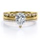 thumbnail image 1 of JeenMata Anillo Compromiso Solitario 2 Ct Corte Pera, Engaste 3 Puntas, Filigrana Milgrain Art Déco, Juego Anillos Boda Trío, Baño Oro Amarillo 18 K sobre Plata, 1 of 6