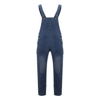 Jiyugala Versatile Overalls Men'S Denim Suspenders Fashion Simple Multi Pocket Baggy Jeans