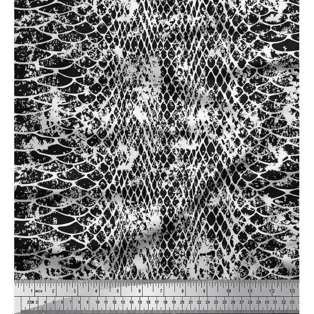 Soimoi Poly Georgette Fabric Snake Animal Skin Print Sewing Fabric Yard 42 Inch Wide