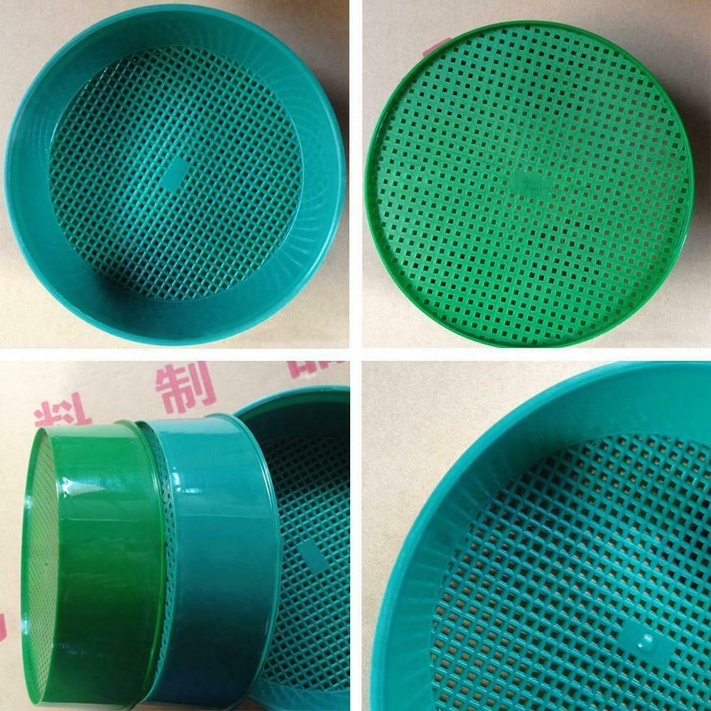 Garoy 1 Pack Rock Garden Sieve Soil Sifter,Round Plastic Gardening Soil Sifting Pan Sand Sifter Set,Sifting Tray for Small Gravel,Sifter for Rocks,Dirt Sifter,Sifting Pan,Sifting Screen,Garden Sifter