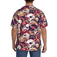 thumbnail image 3 of Pofeuu Skull record artist Print Mens Casual Short Sleeve Shirts Beach Summer Spread Collar Pocket Tops Men's Casual Short-sleeved Shirt-4X-Large, 3 of 5