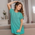 thumbnail image 3 of Kdxio Turquoise Glitter Pattern Womens Short Sleeve Sleepshirt Scoopneck Cute Nightdress Ruffle Comfy Nightgown, 3 of 6