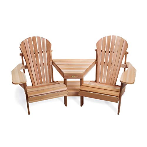 2 Adirondack Chairs Attached Corner Table Tete-a-Tete Clear Western Red Cedar Traditional Wide 