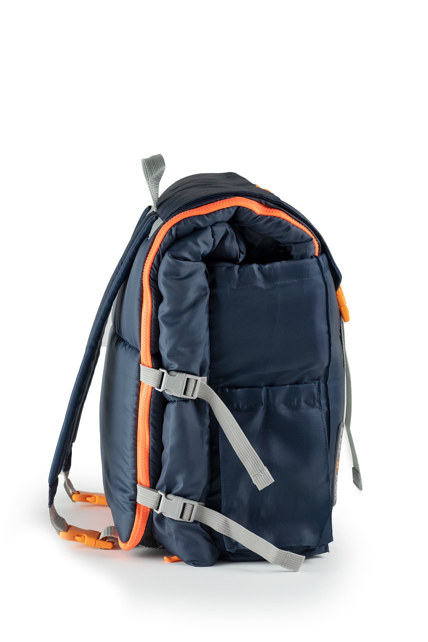 Mimish Sleep-N-Pack, 37F Kid's Sleeping Bag & Backpack, Navy/Green