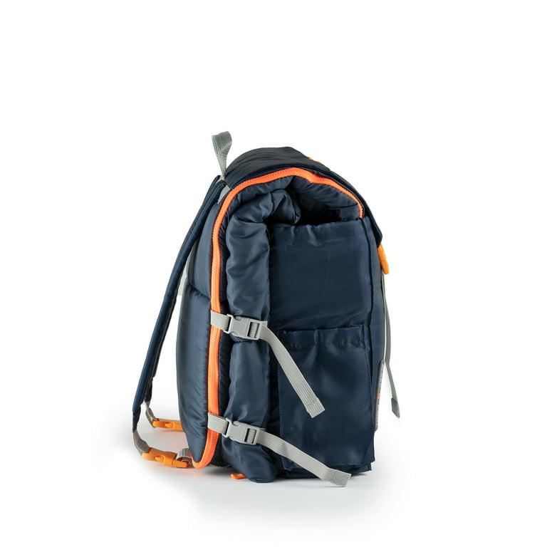 Mimish Sleep-N-Pack, 37F Kid's Sleeping Bag & Backpack, Navy/Green