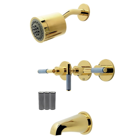 Kingston Brass KBX8132KPS Verona Triple-Handle Tub and Shower Faucet, Polished Brass
