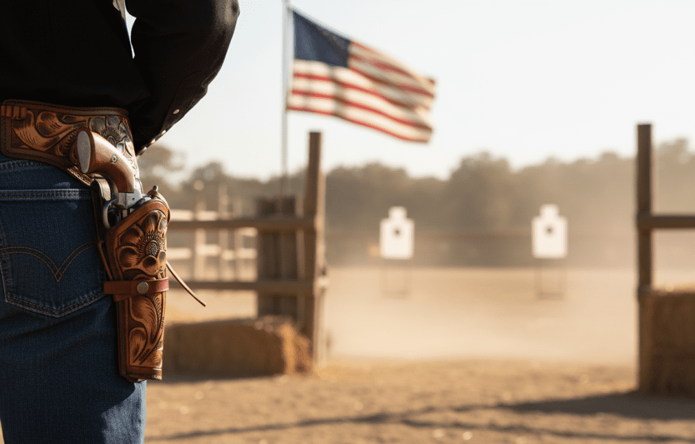 TJAYZ Western Drop Loop Leather Gun Belt and Holster, Right Hand, 44/45 Caliber, HARVEST 42"