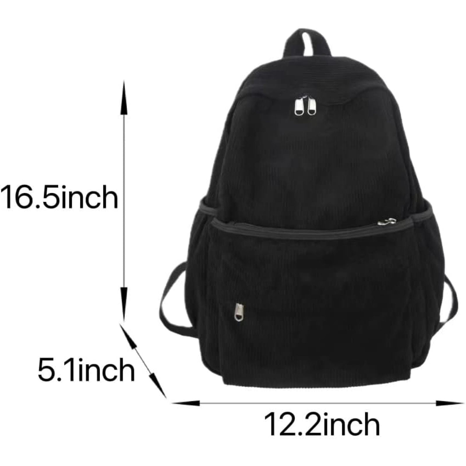 SQDWYGUO Preppy Corduroy Backpack Aesthetic Backpack 15.6 inch Laptop College Backpack Cute Book Bag Travel Rucksack Daypack,Black