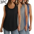 thumbnail image 2 of Ruimatai Women's Sleeveless Tops 3 Pack Summer Casual Solid Color Round Neck Tank Tops Soft Breathable Stretchy Comfortable Tee Shirts, 2 of 9