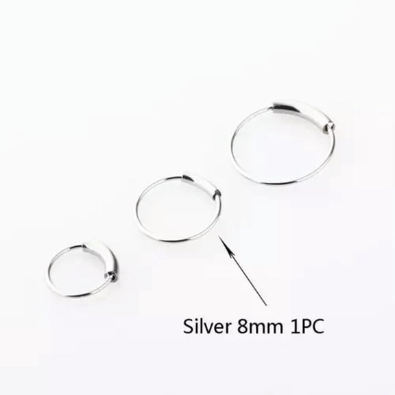 HOOUN 1pc Cartilage Tragus Septum Nose Hoop Ring Stainless steel Body Piercing Jewelry-silver 8mm
