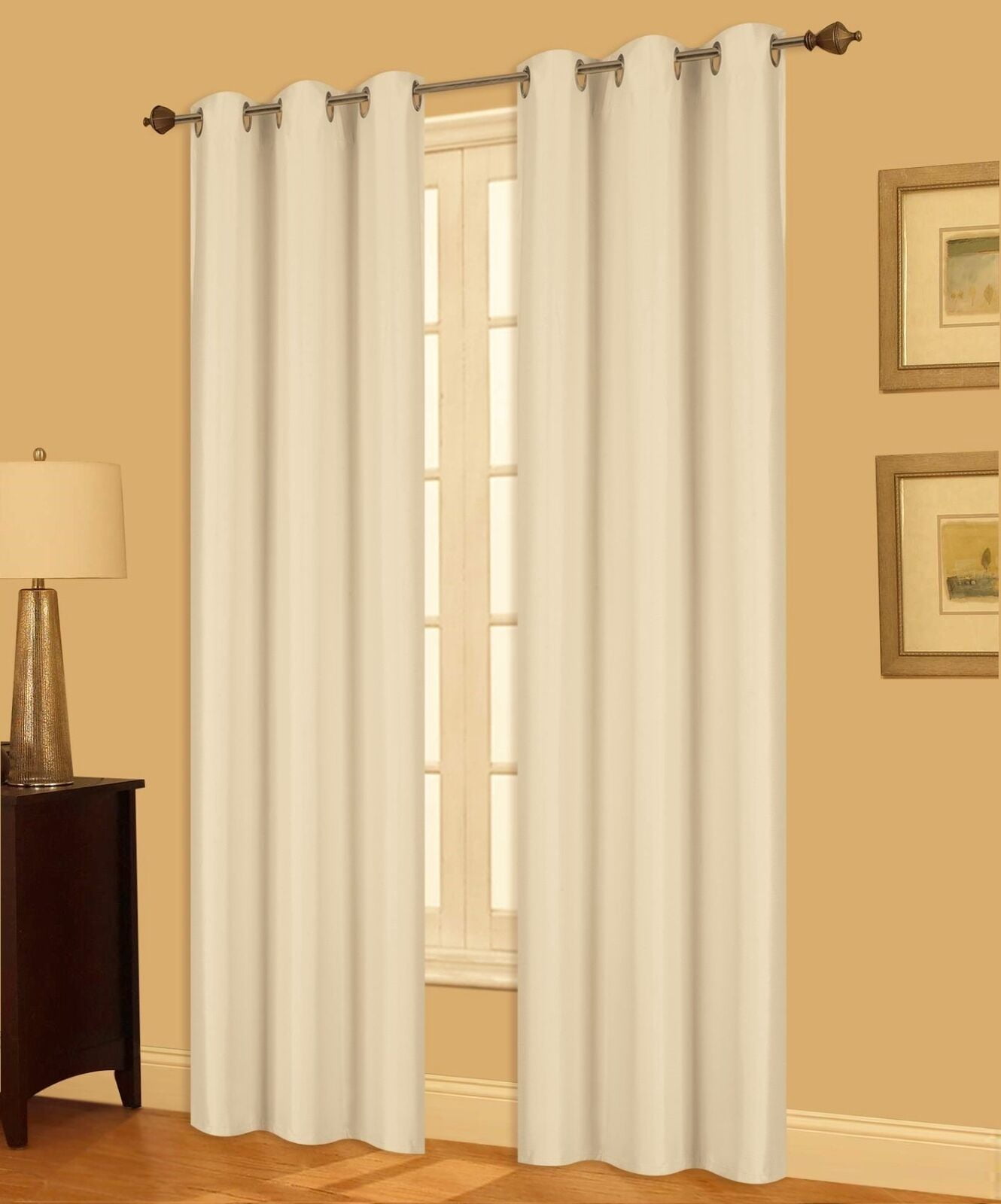 1 Set Heavy Thick Lined Thermal Blackout Grommet Window Curtain Panel ADAM IVORY 