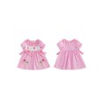 thumbnail image 2 of Cjfdfy Kids Toddler Baby Girls Back to School Dress Pre Kindergarten Outfits Bbay Girls First Day of School Outfit Apple Embroidery Cute Bow Short Sleeve Plaid Dress Toddler Summer Fall Dress, 2 of 9