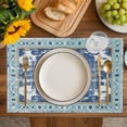 thumbnail image 4 of Blue Boho Placemats Set of 4, Farmhouse Bohemian Medallion Oriental Flower Placemats for Dining Table, Place Mats for Kitchen Tabletop, Waterproof Wipeable Dining Table Mats Set, 4 of 9