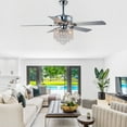 thumbnail image 3 of 52" Modern Silver Crystal Ceiling Fan with Light and Remote Control, 6-Speed Reversible DC Motor, 3 of 13