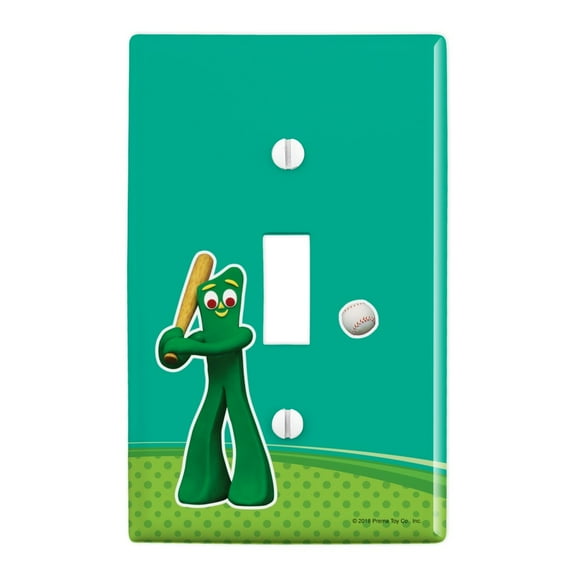 Baseball Player Gumby Plastic Wall Decor Toggle Light Switch Plate Cover
