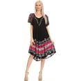 thumbnail image 5 of Sakkas Elisha Mid Length Batik Caftan Embroidered Cap Sleeves Floral Pattern - Navy / Pink - One Size, 5 of 5
