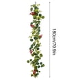 thumbnail image 3 of Ywbawe 6ft Christmas Rattan Pin Needle Artificial Eucalyptus Vine with Red Berries Garland for Party Home Decoration, 1 Pack, 3 of 17