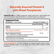 Naturalis Sunflower Vitamin E 670mg (1000 IU) | Essential Skin Vitamin & Immune Support | 120 Softgels