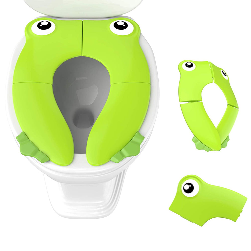 Portable Folding Large Non Slip Silionce Pads Potty Training Seat for Kids Boys & Girls Toddlers Toilet Seat Recyclable Potty Seat Cover for Travel Green 