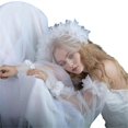 thumbnail image 2 of Bride Veil Flower Studded Hair Hoop Wedding Hair Covering White Wedding Veil Headscarf Simple Short Veil, 2 of 4