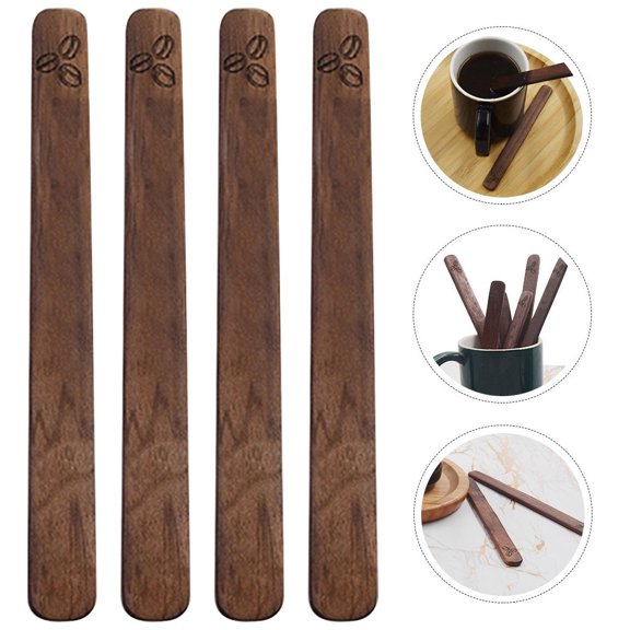 WRITWAA Wooden Coffee Stirrers 4-Pack for Drinks and Cocktails, Safe, Practical, Stirring Sticks