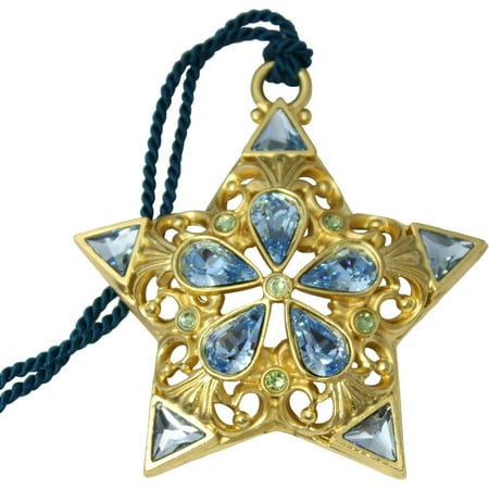 Gloria Duchin Filigree Gold Star with Blue Crystals Christmas Ornament