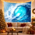 thumbnail image 3 of Curling Wave with Turquoise Foam and Spray, Energetic Coastal Style for Ocean Lovers, Surf Wall Decor, Housewarming Gift, Tapestry Wall Hanging for Bedroom and Living Room, 3 of 7